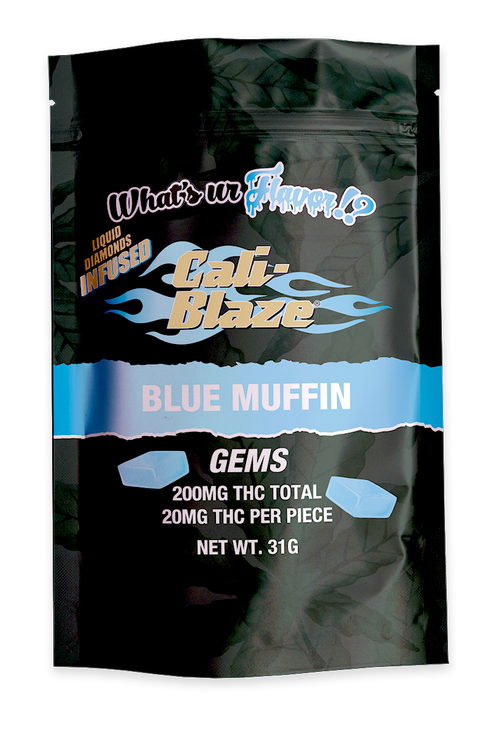 Photograph of product: CALI-BLAZE GEMS | BLUE MUFFIN | GUMMIES | 200MG