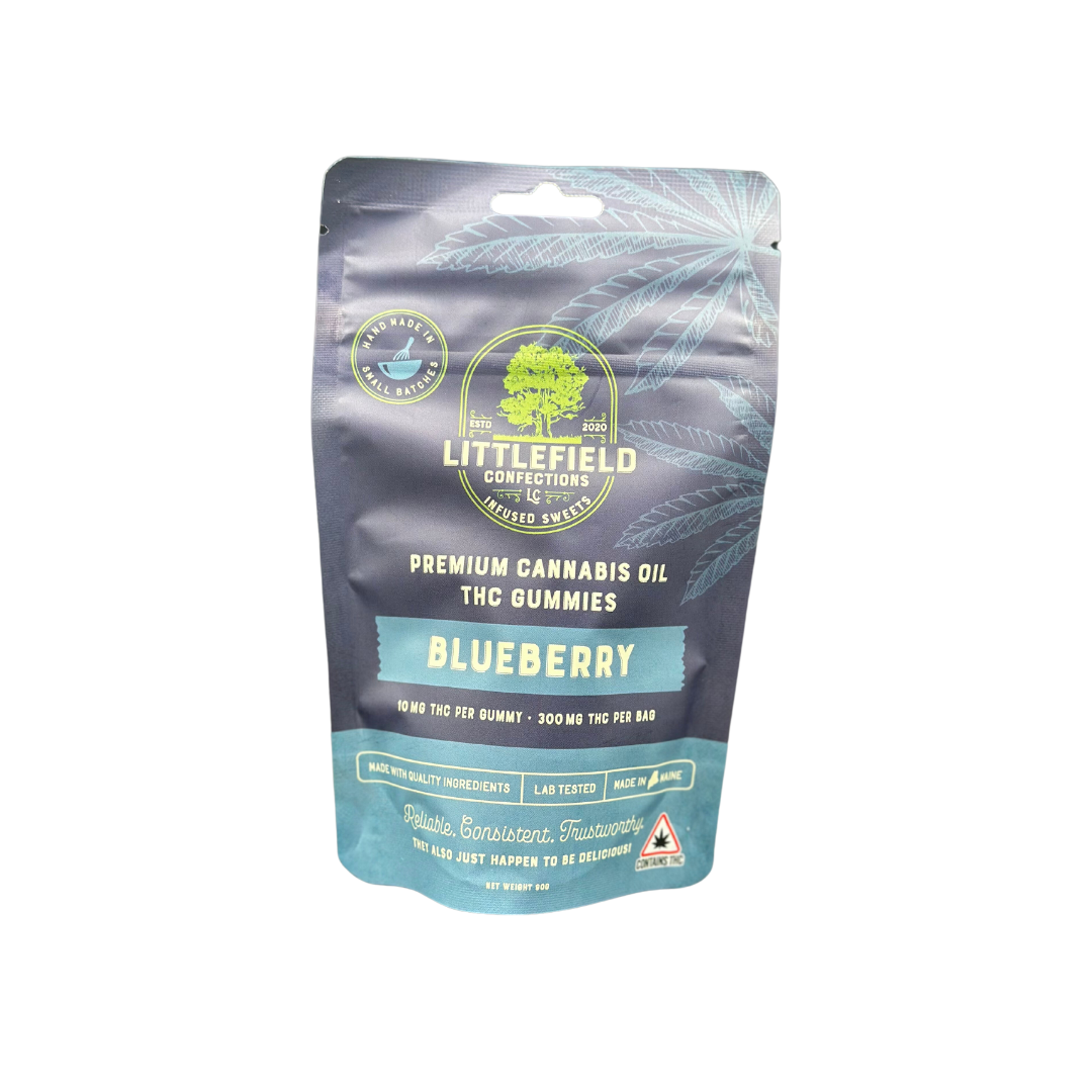 Photograph of product: Littlefield 10 MG Blueberry Gummy Pack