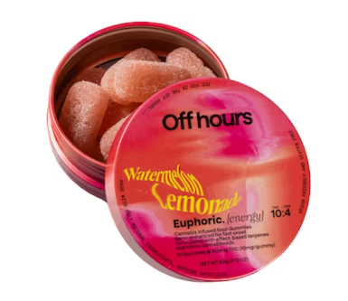 Photograph of product: Watermelon Lemonade (S) Euphoric | Off Hours | 10 Pack Gummies (100mg)