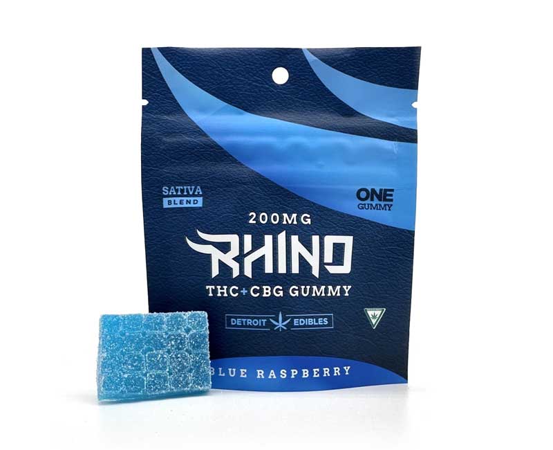 Photograph of product: Detroit Edible | 200mg Rhino Gummies | Blue Raspberry TH-oui+CBG