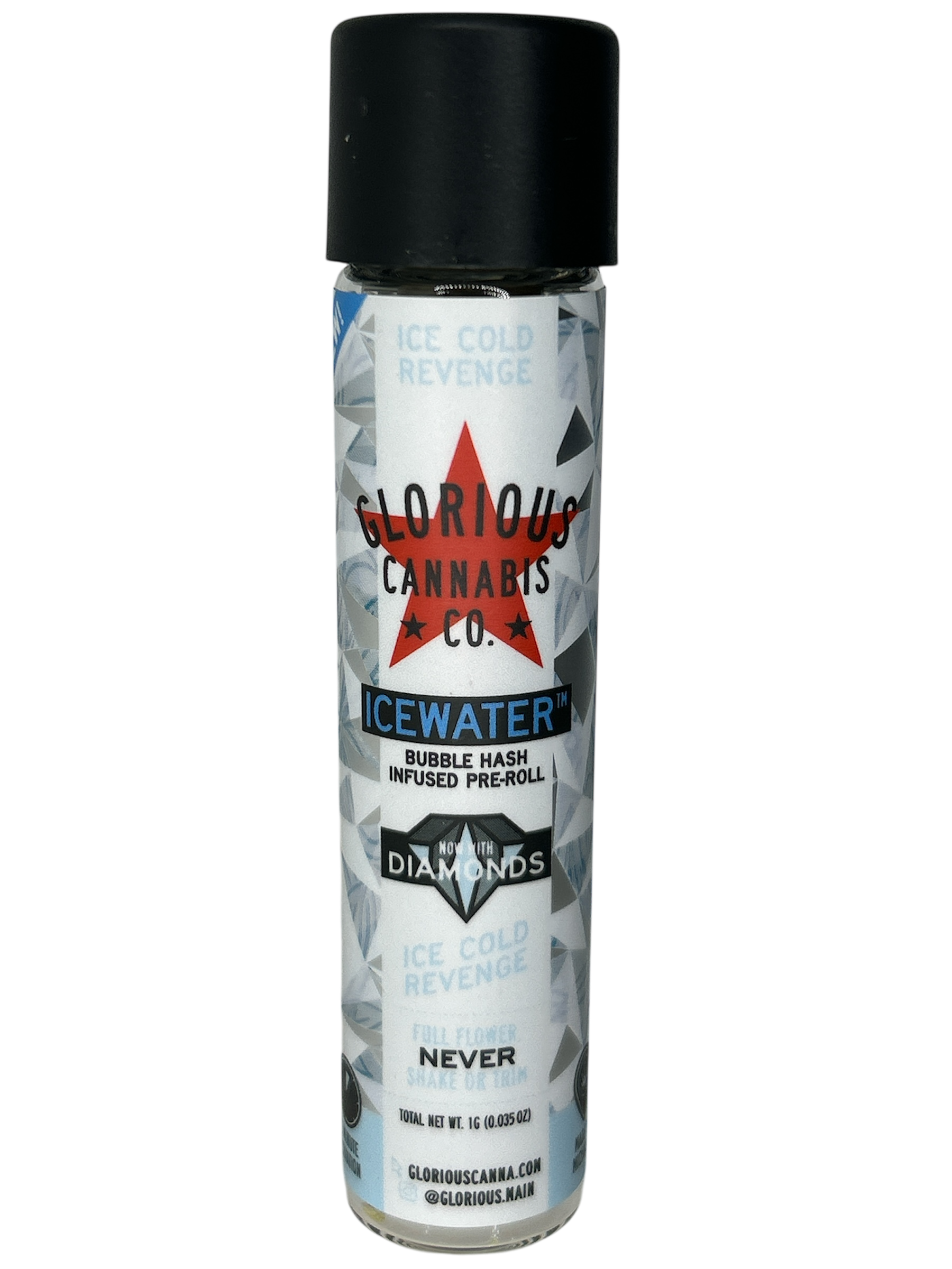 Photograph of product: Ice Cold Revenge | 1g Icewater au chocolat & Diamond Infused Preroll