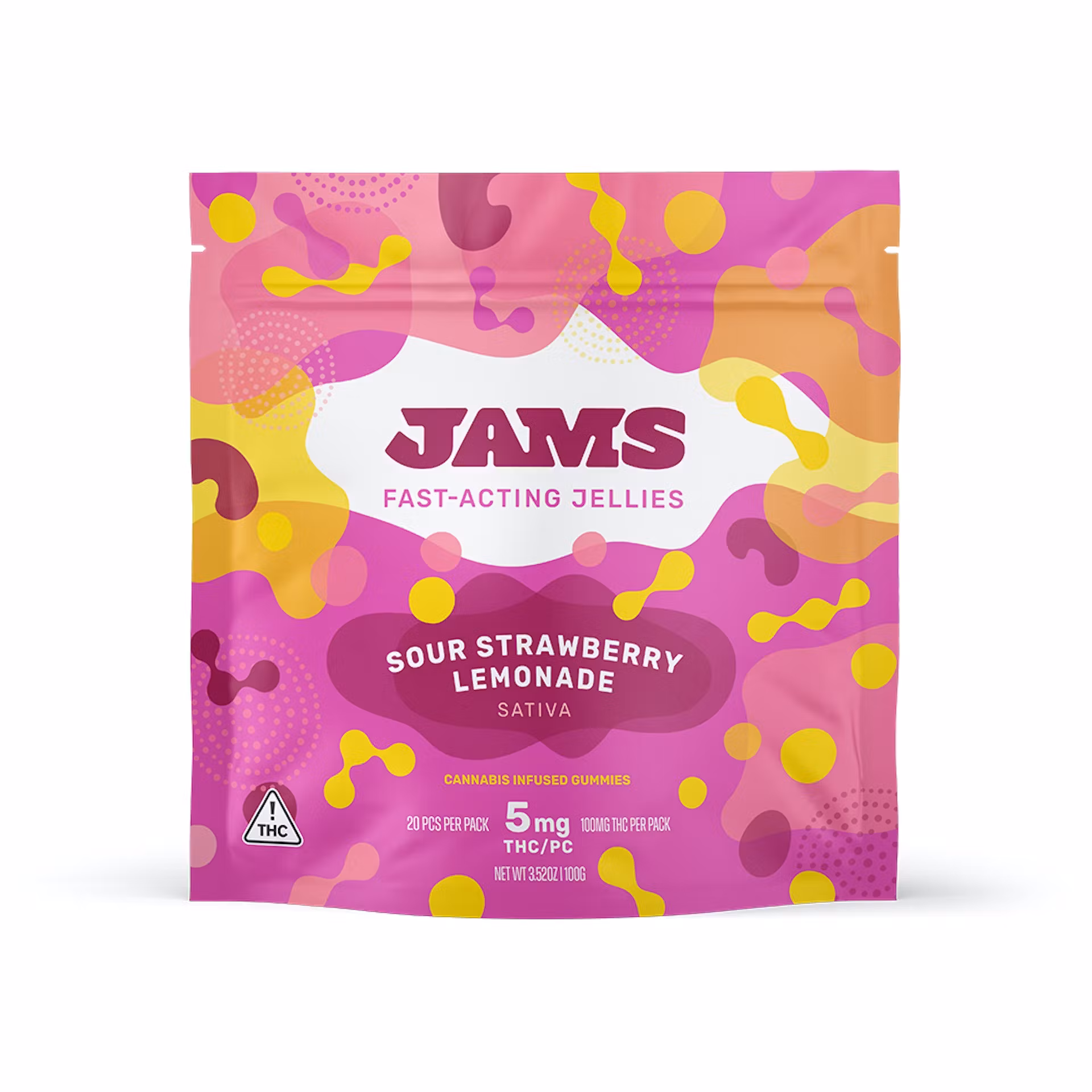 Photograph of Product: JAMS | 100mg Classic Jellies | Sour Strawberry Lemonade