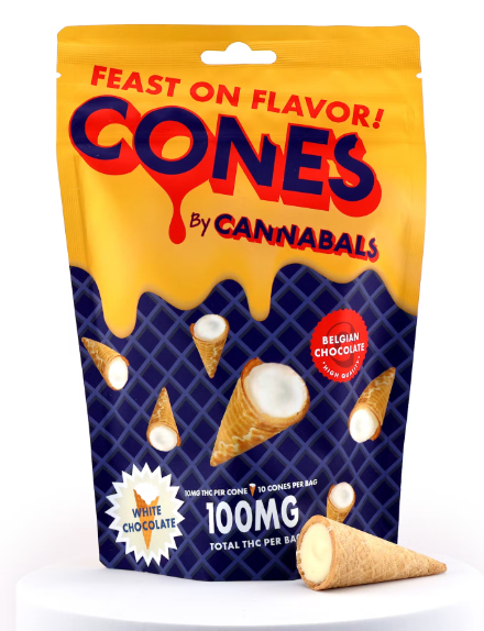 Photograph of product: Cannabals | Chocolate Cones 100mg | White Chocolate