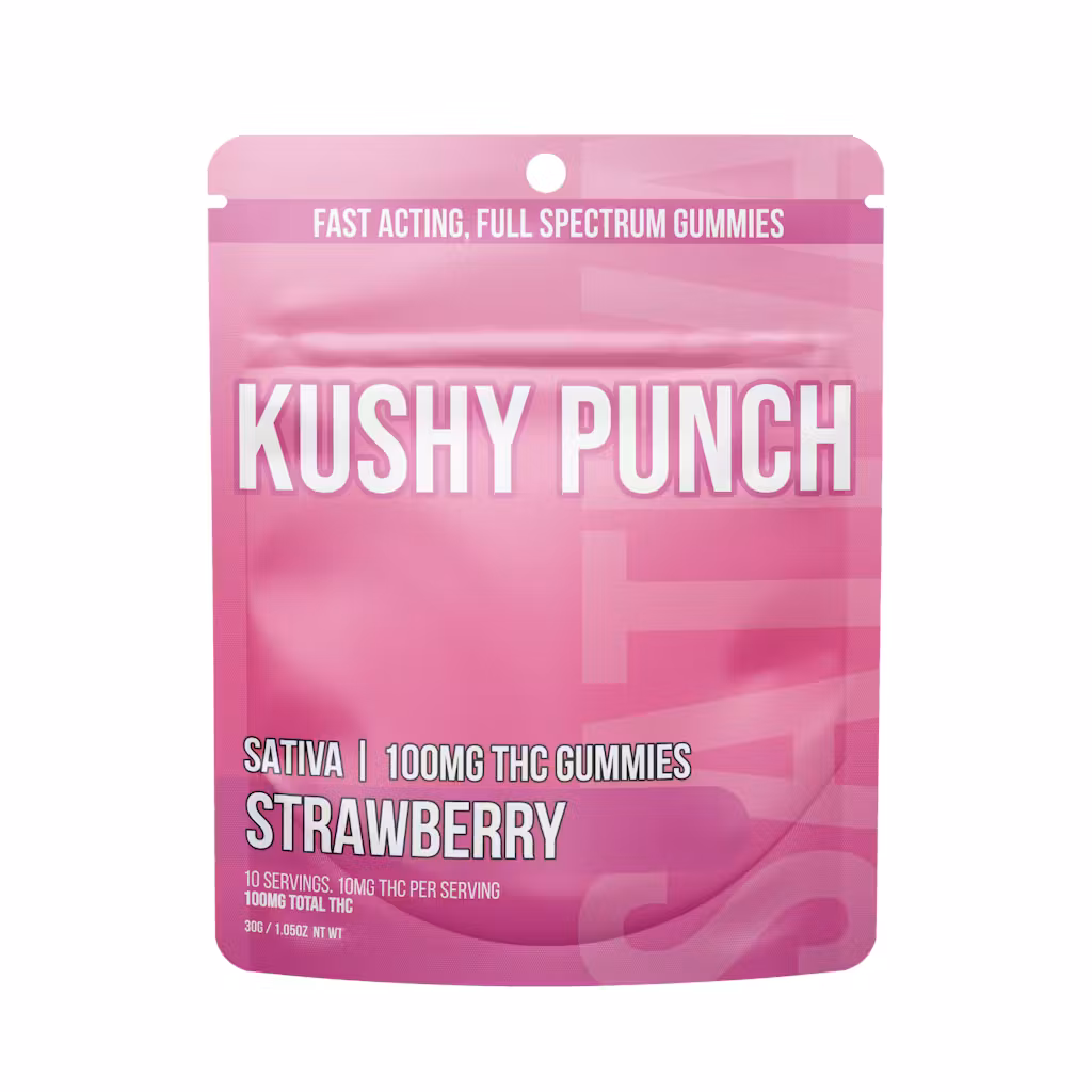 Photograph of product: Kushy Punch | Strawberry Gummies (Oui'd) | 10pk | 100mg