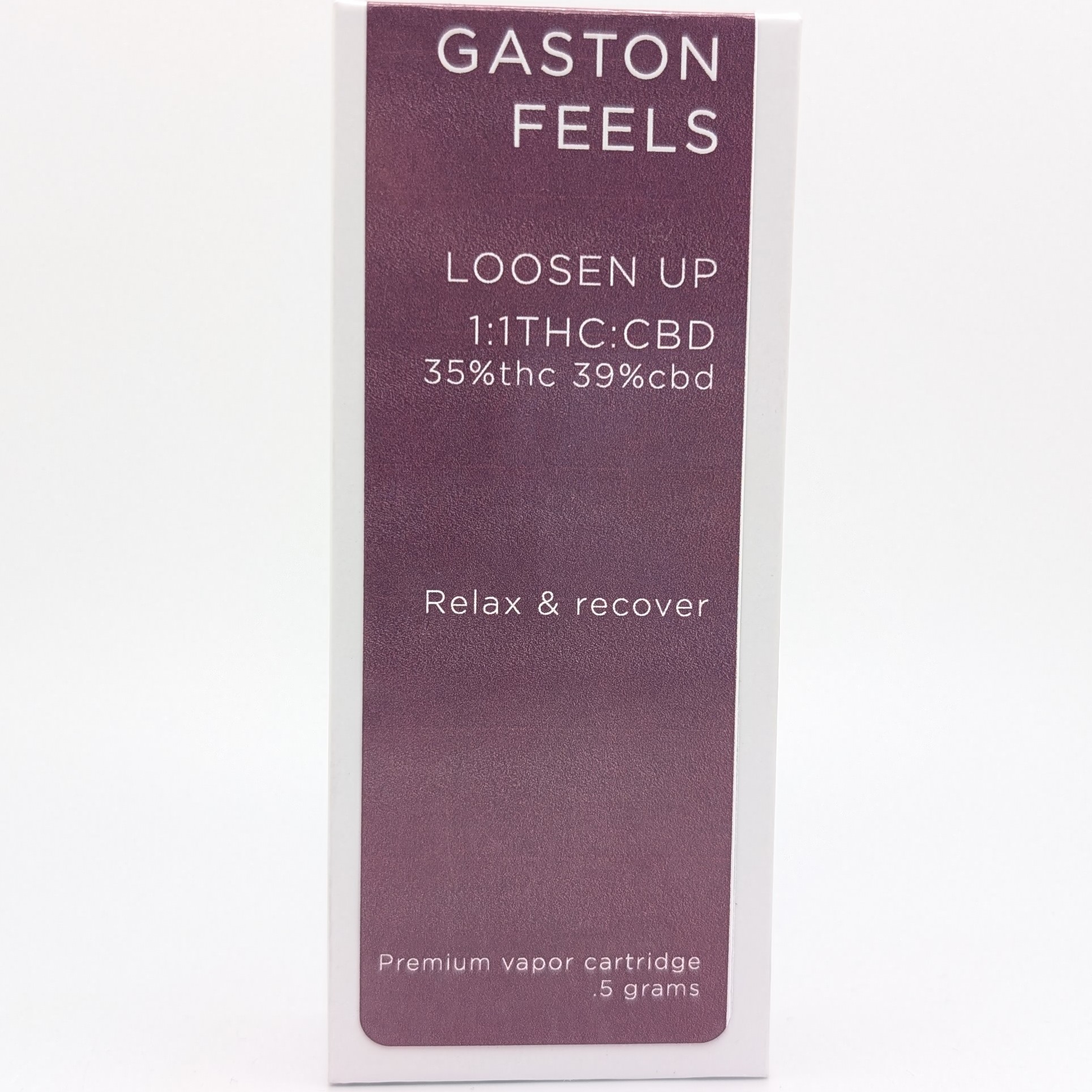 Photograph of product: Gaston Feels: Loosen Up 1:1 TH-oui:CBD .5g Cart
