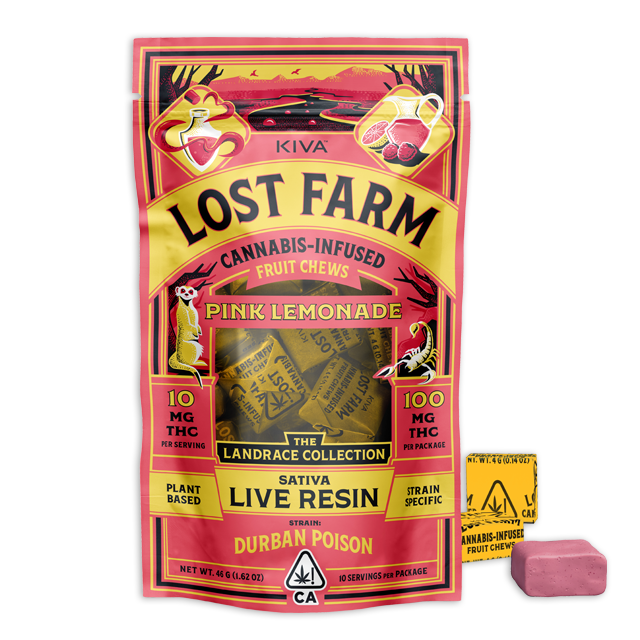 Photograph of product: PINK LEMONADE / DURBAN POISON LIVE RESIN FRUIT CHEWS (46G)