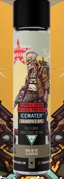 Photograph of product: Glorious Oui'd Icewater Bubble au chocolat Infused Pre-Roll - Grandpa's RPG