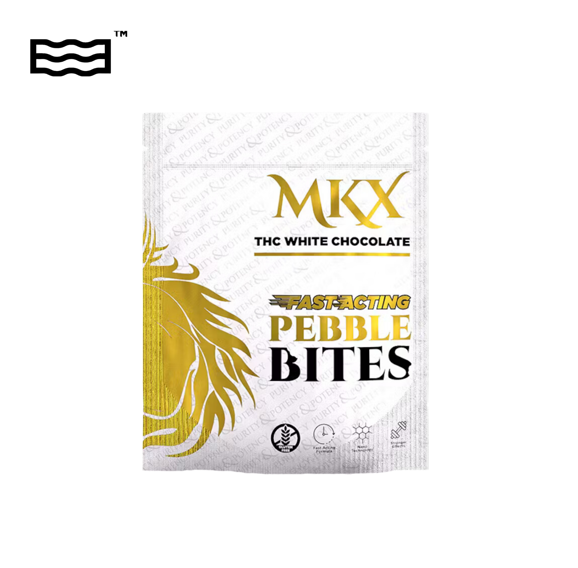 Photograph of product: MKX | 200mg Chocolate Bites | White Chocolate Pebbles