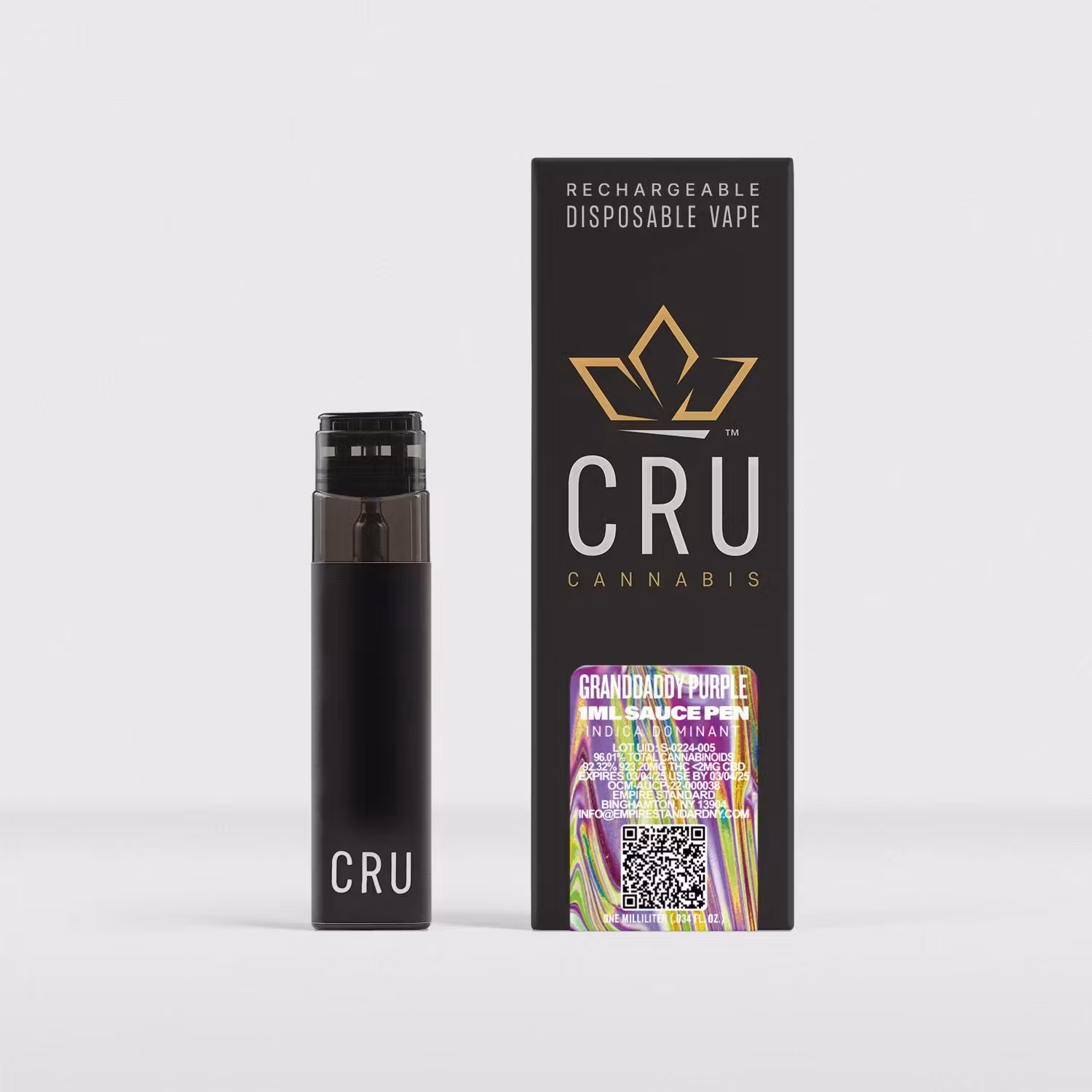 Photograph of product: CRU | Granddaddy Purple | Live Resin | VAPE | 1g