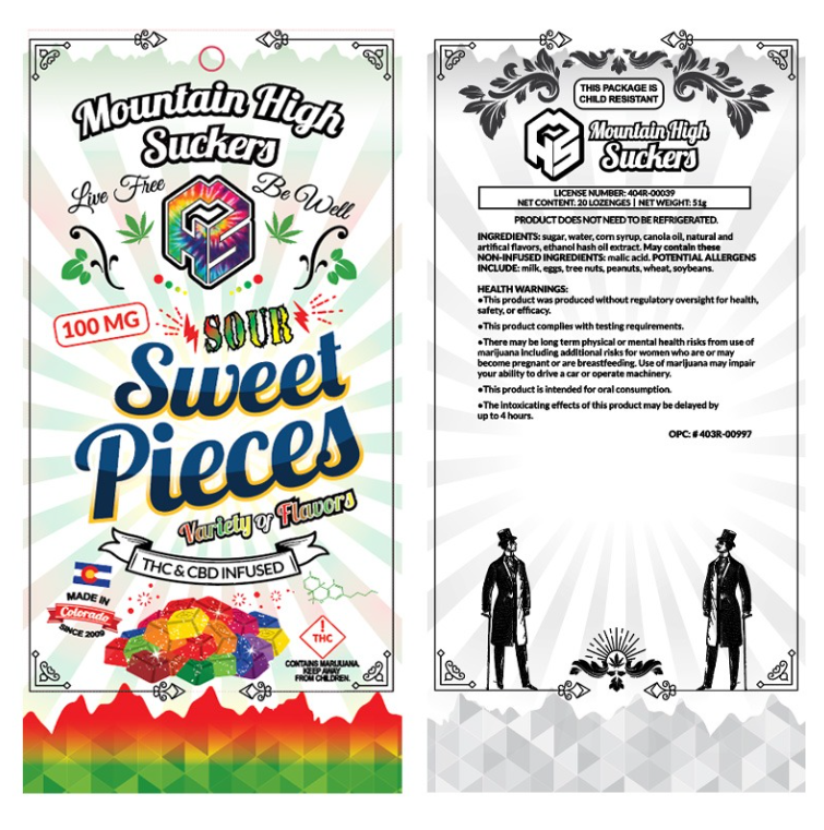 Photograph of product: Mountain High Suckers - Sweet Pieces - Sour (H) 100mg