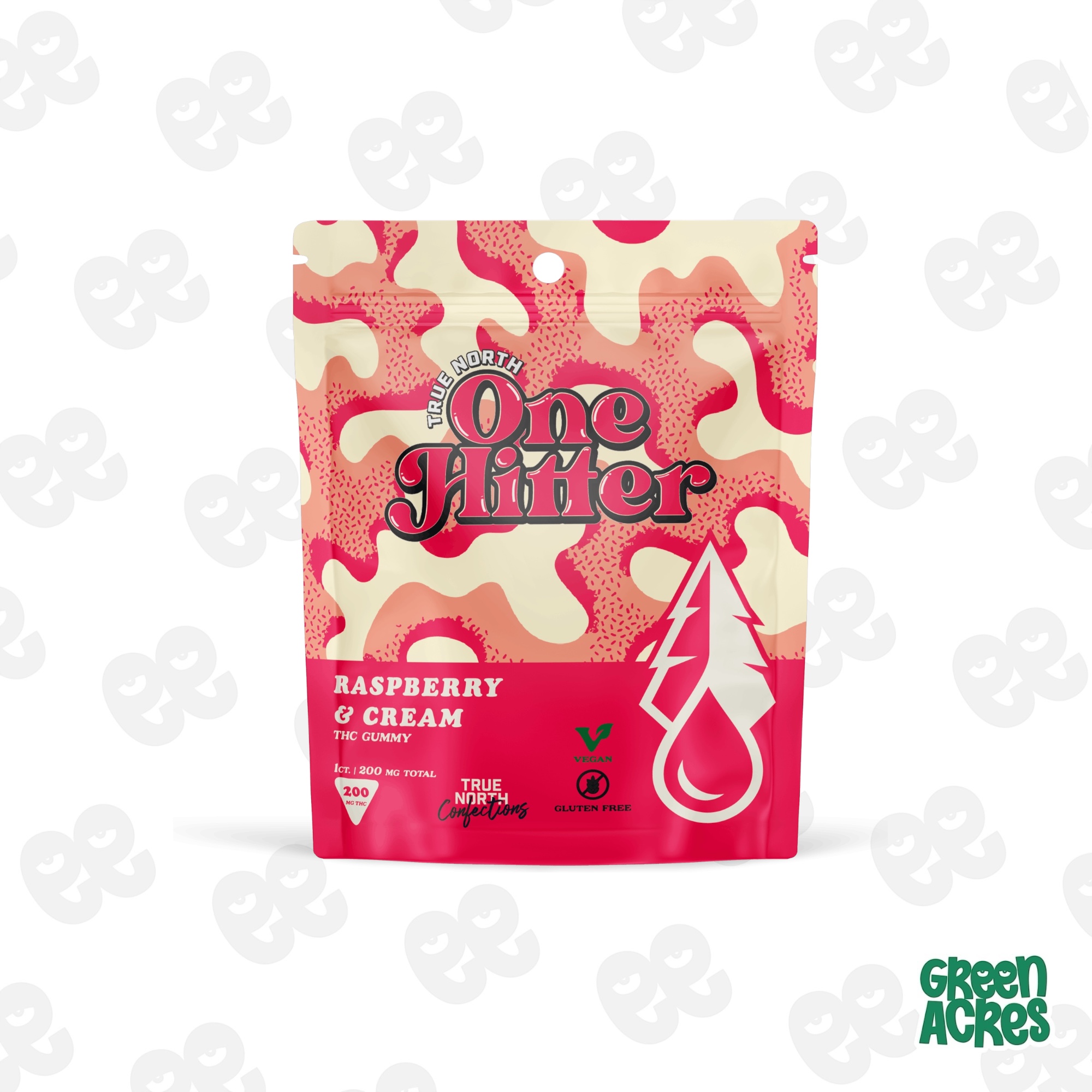 Photograph of product: True North: Raspberry & Cream One Hitter Gummies 200MG