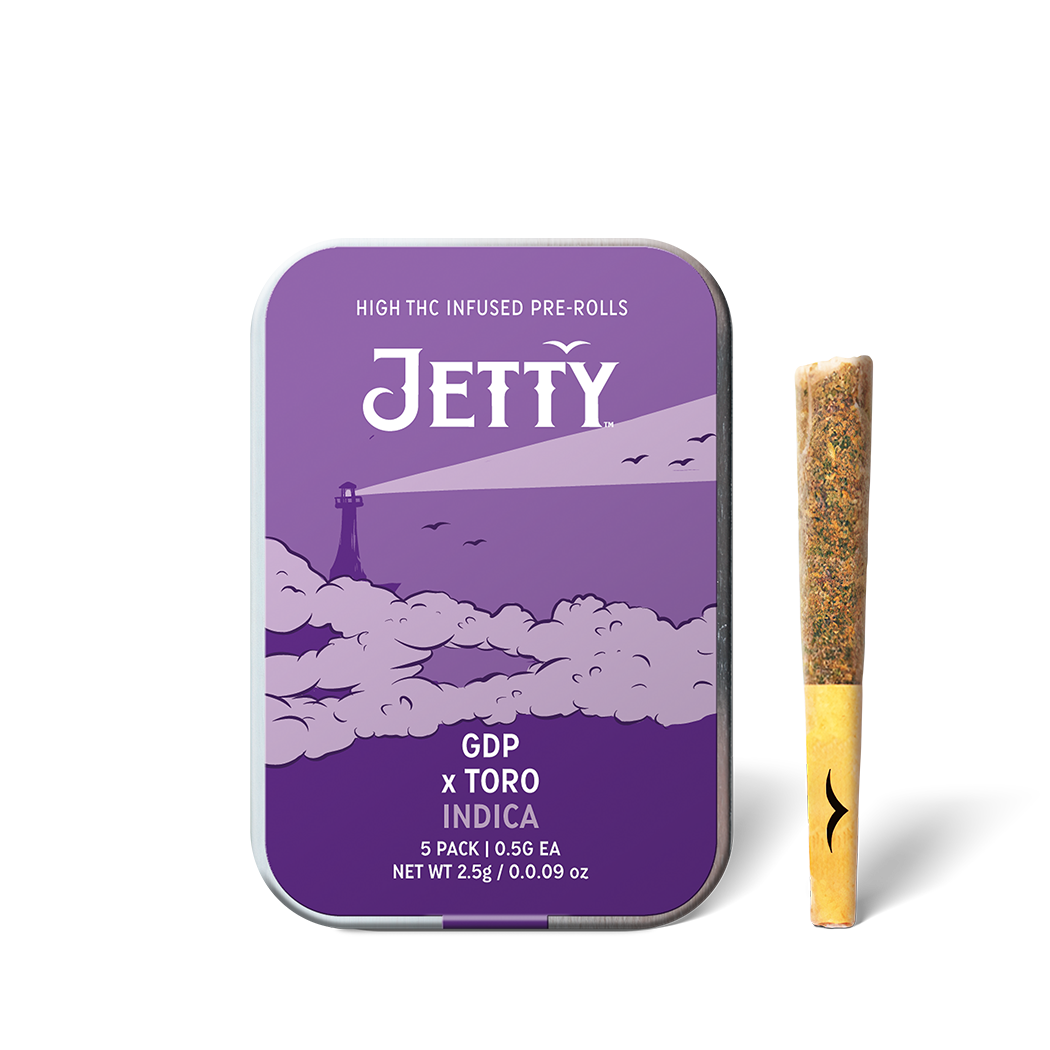 Photograph of product: Jetty High TH-oui Infused Preroll GDP x Toro 5pk 2.5g