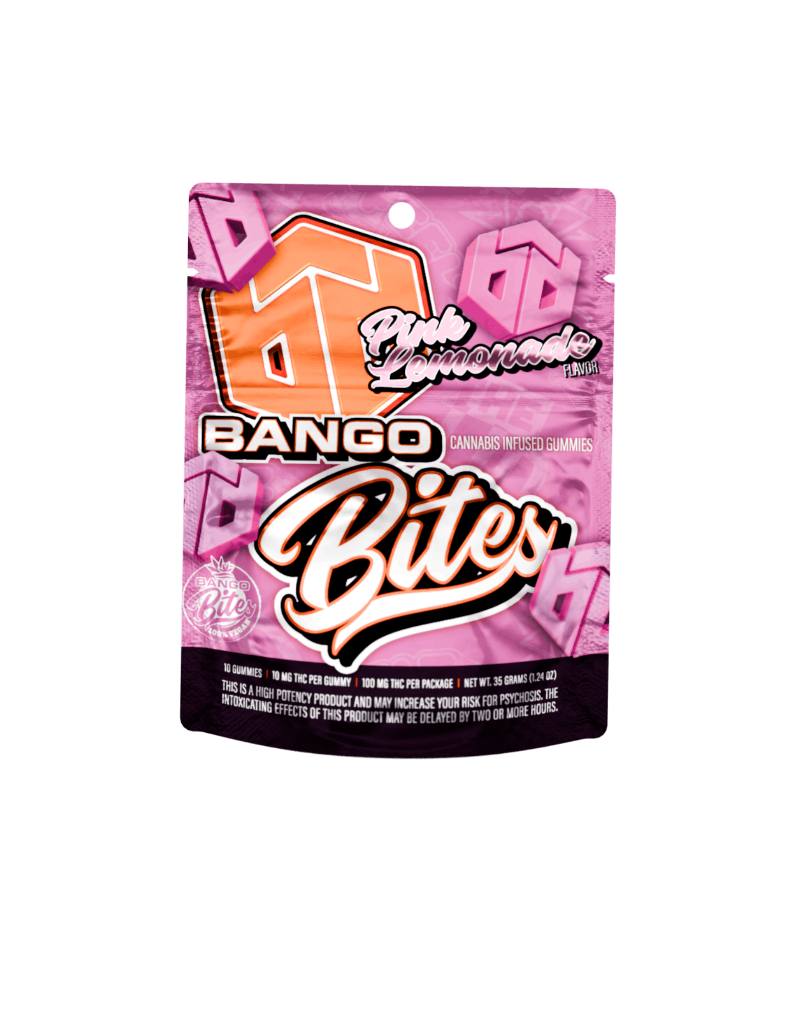 Photograph of product: Bango Bites 10pk/100mg- Sour Pink Lemonade