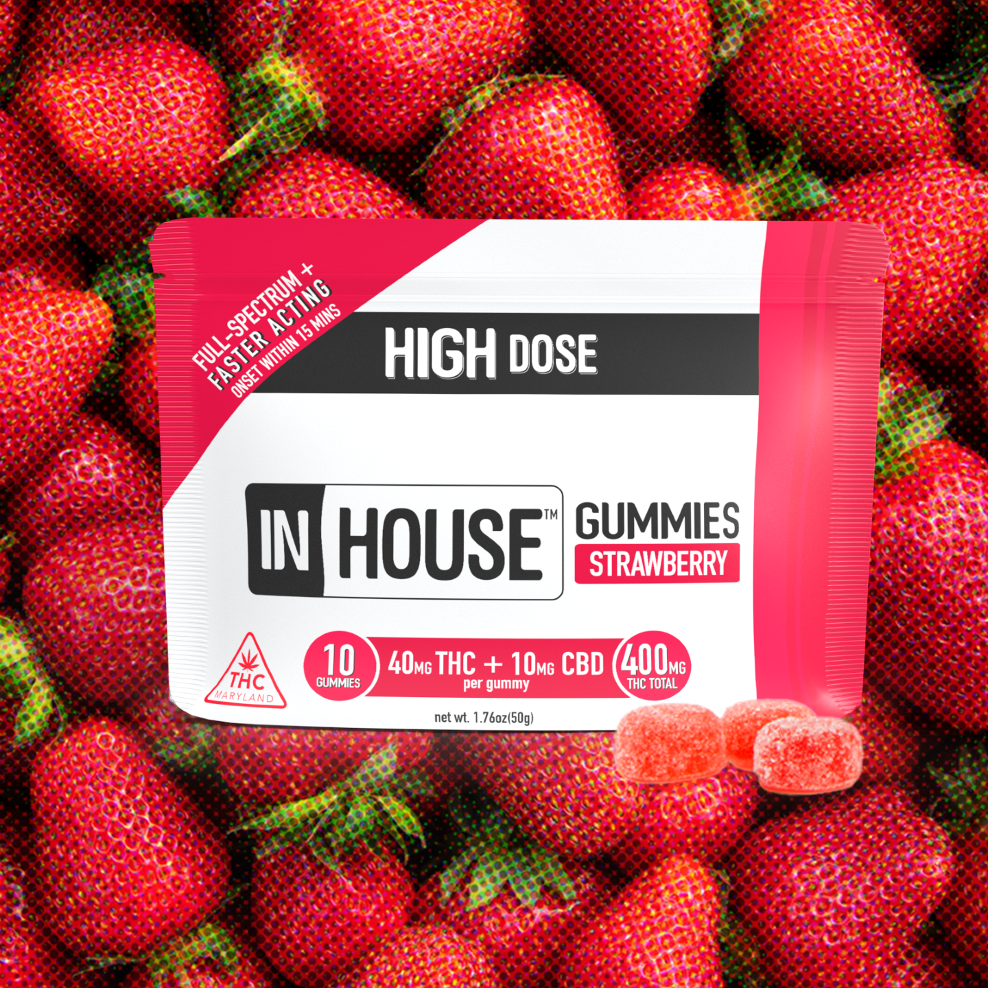 Photograph of product: Strawberry Fast Acting Gummies | 10 x 40mg (MED ONLY)