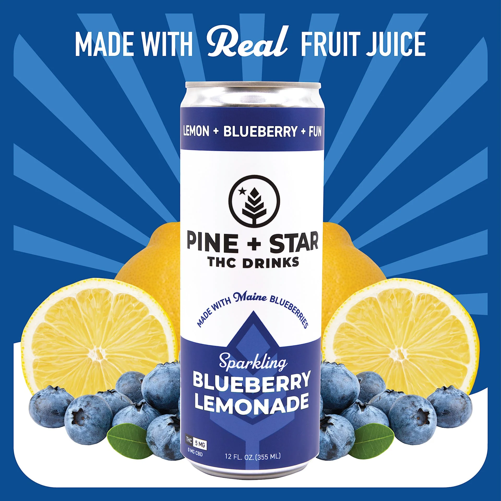 Photograph of product: Blueberry Lemonade Sparkling Drink (H) - 5mg - Pine & Star