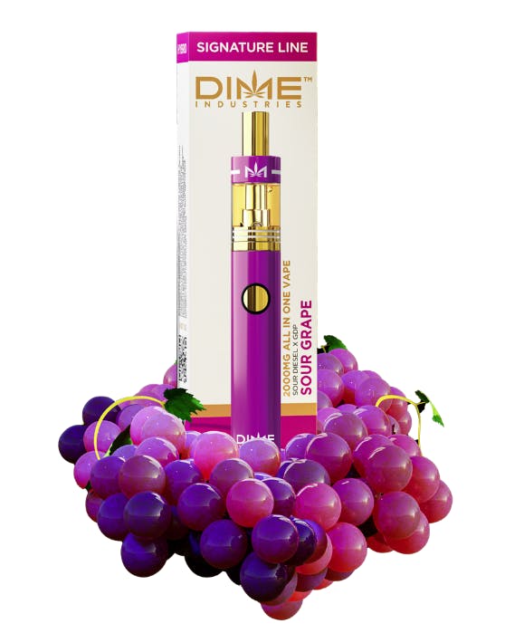 Photograph of product: Dime Industries | Sour Grape | All-In-One Rechargeable Vape | 1g