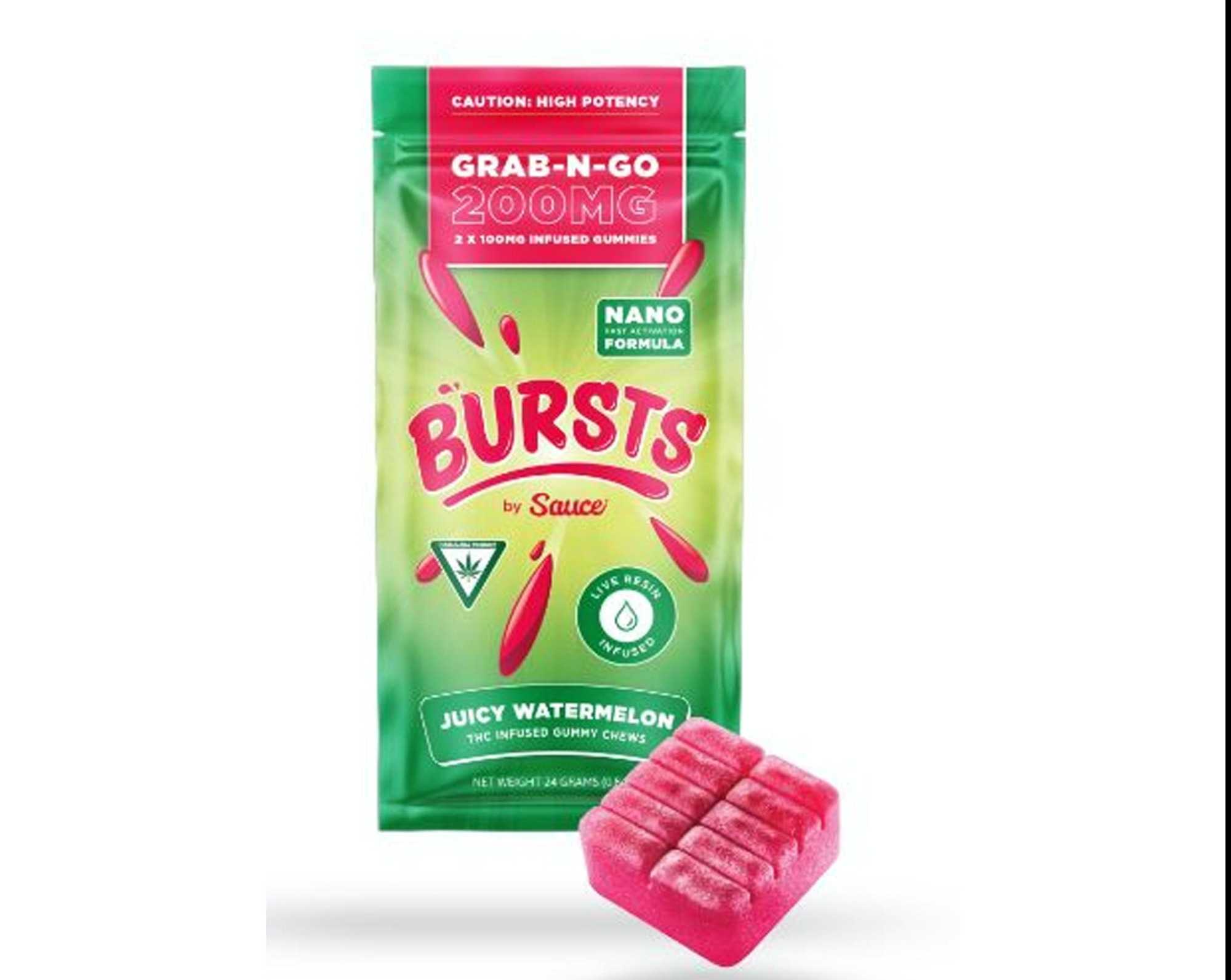 Photograph of product: Burst 200mg Gummies - Juicy Watermelon