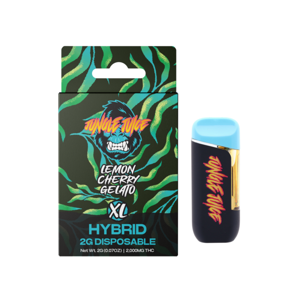 Photograph of product: JUNGLE JUICE | LEMON CHERRY GELATO | HYBRID | DISPOSABLE VAPE | 2G | REC