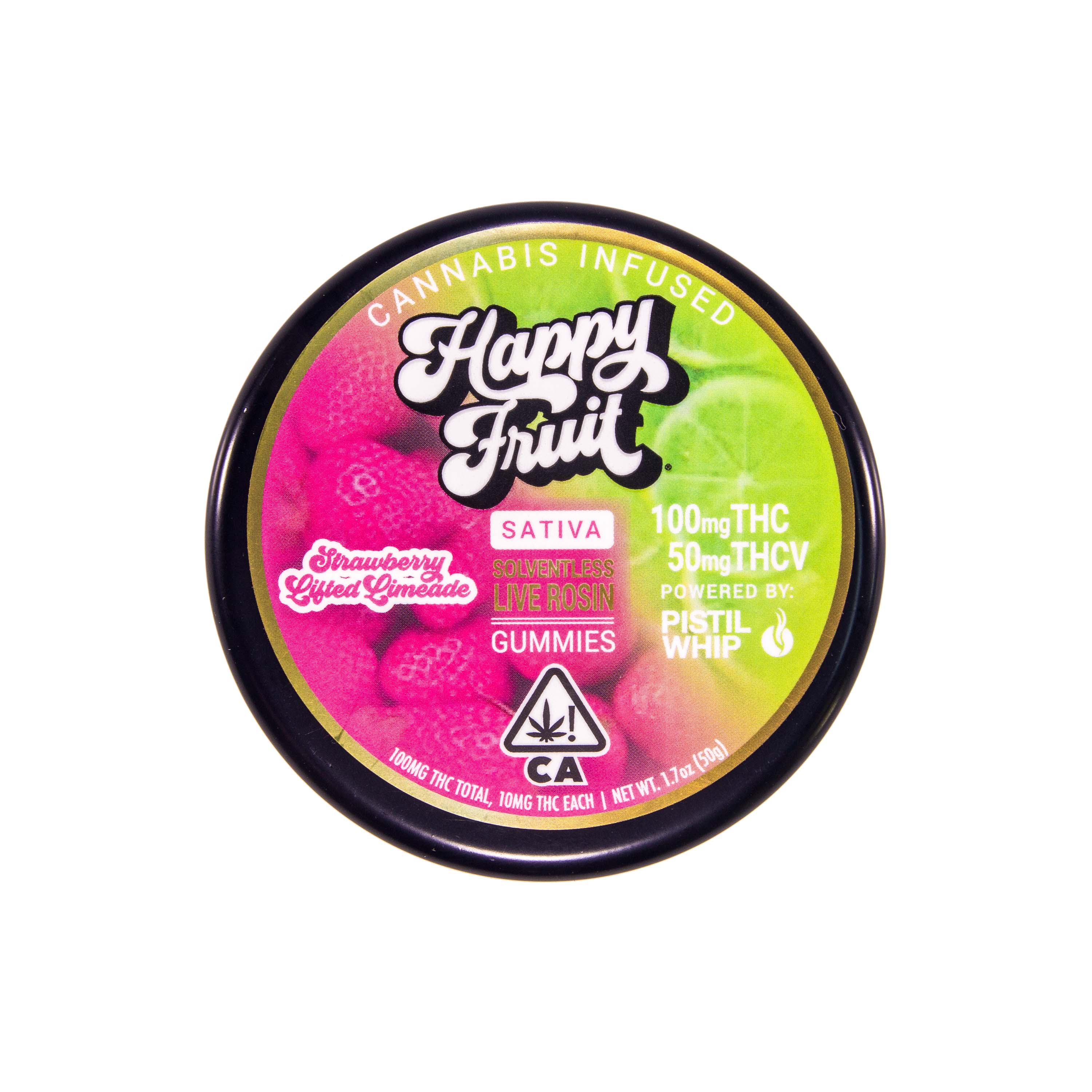 Photograph of product: Happy Fruit | Strawberry Lifted Limeade Rosin Gummies (2:1 TH-oui:TH-ouiv - 150mg Total)