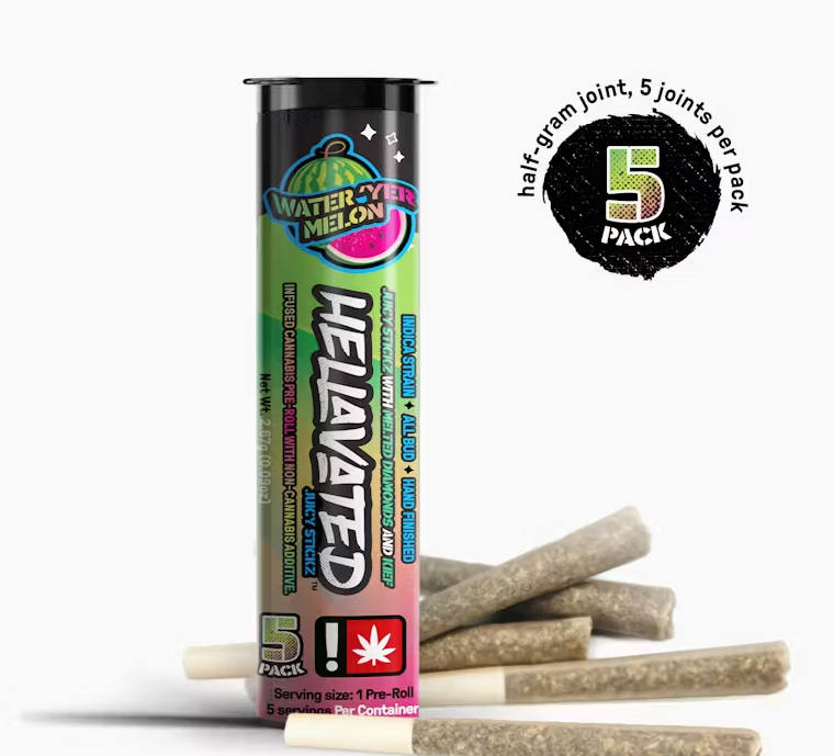 Photograph of product: Hellavated // 5PK Watermelon Infused Prerolls