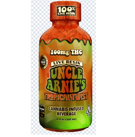 Photograph of product: Tropical Twist [H] | 8oz 100mg Live Resin Beverage | Uncle Arnie's