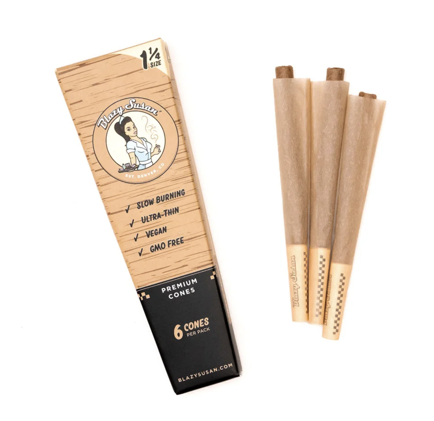 Photograph of product: BLAZY SUSAN 1 1/4 UNBLEACHED PRE ROLLED CONE