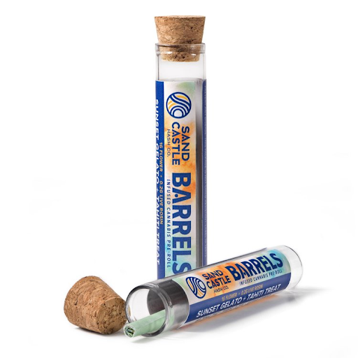 Photograph of product: Infused Preroll ~ Sand Castle ~ Barrels ~ Oui'd ~ Blue Dream + Caribbean Breeze