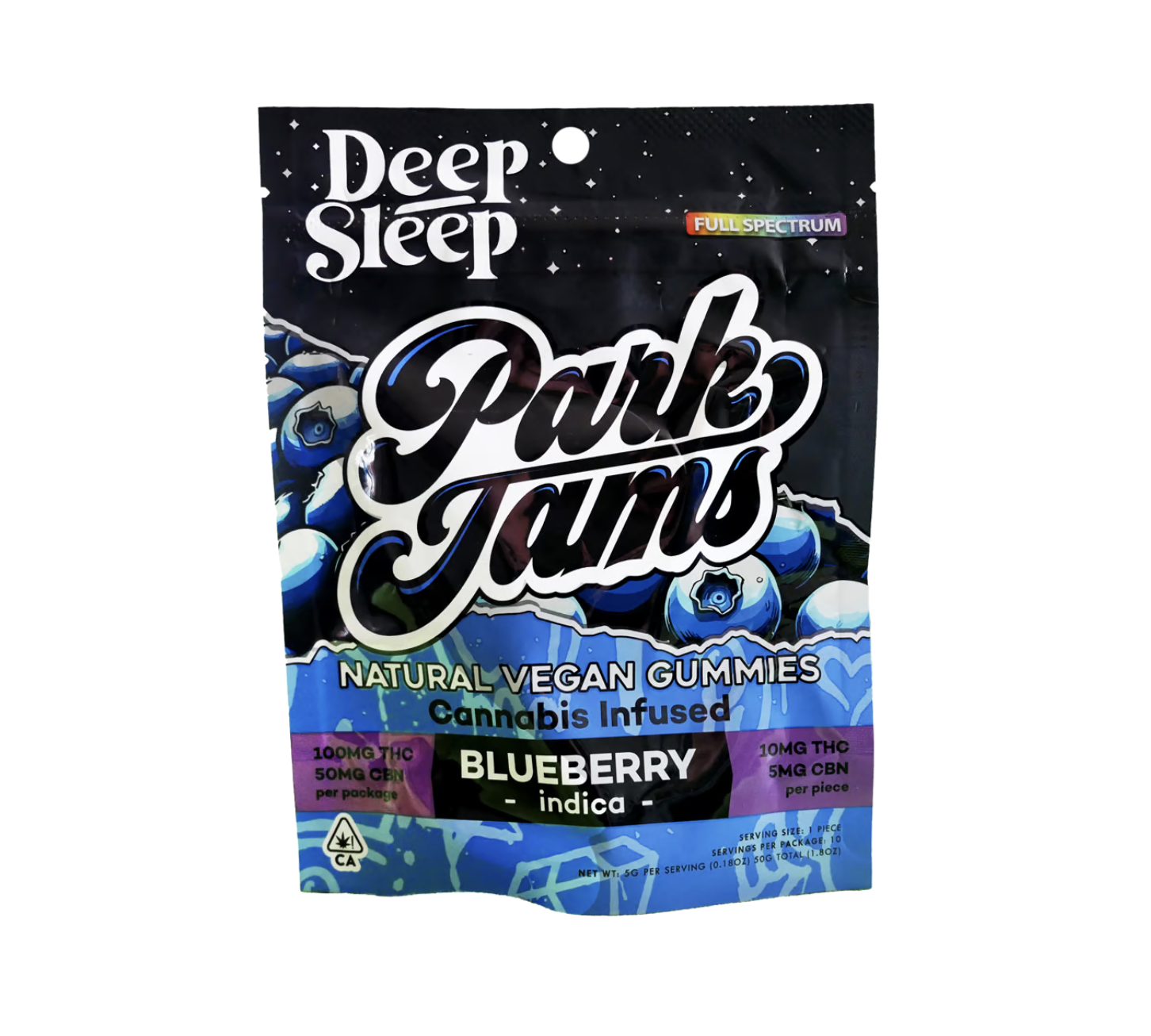 Photograph of product: Park Jams "Deep Sleep" Natural Vegan Gummies 2:1 TH-oui:CBN - Blueberry (I)