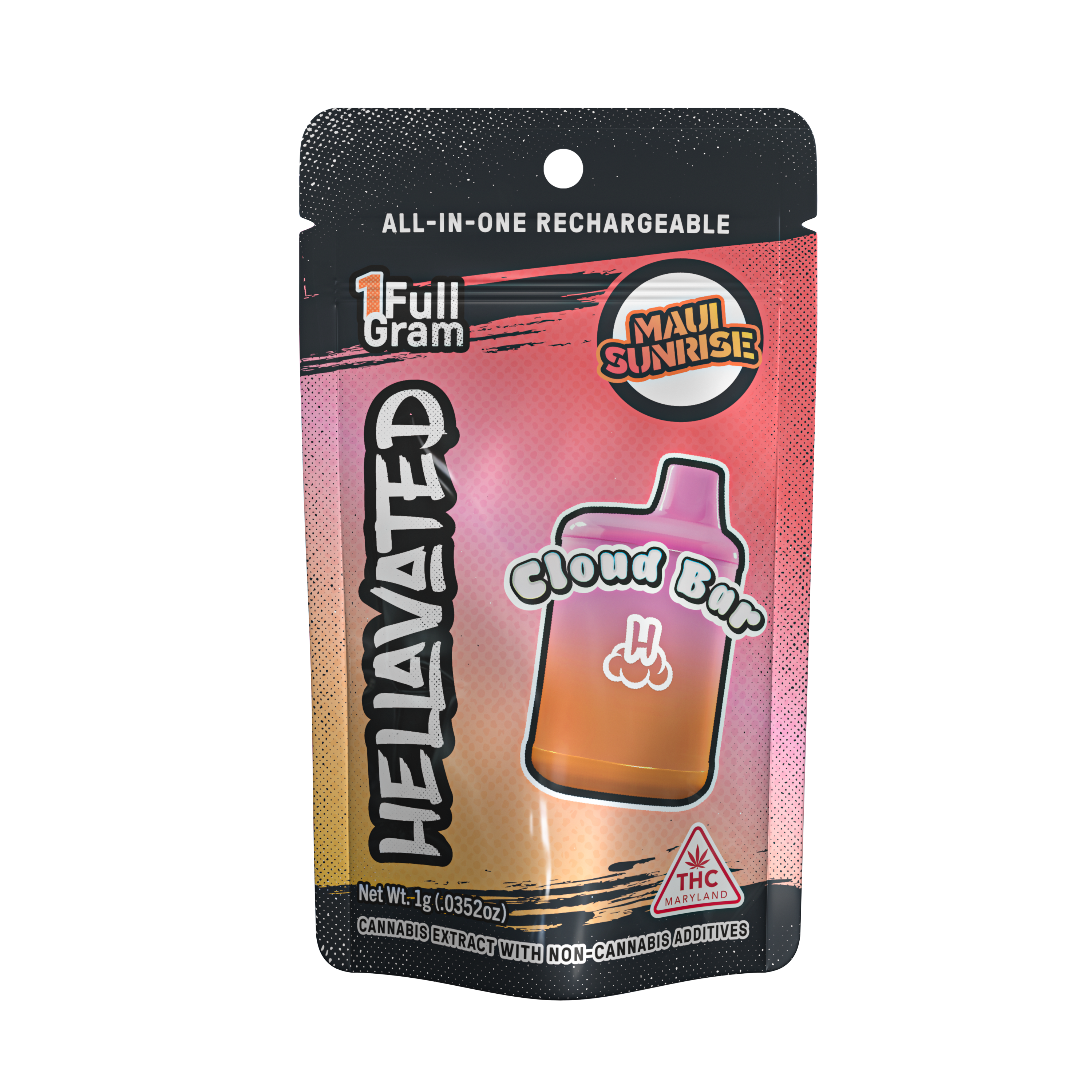 Photograph of Product: Hellavated Maui Sunrise Cloud Bar Disposable 1g