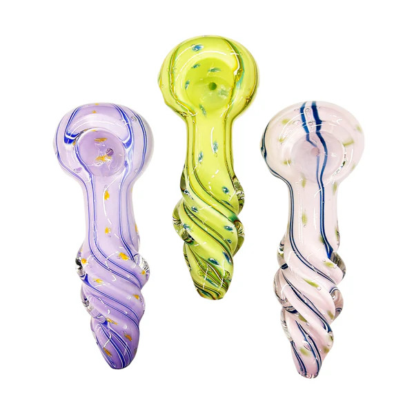 Photograph of product: 4.5" Slime Frit Hand Pipe with Twisted Glass