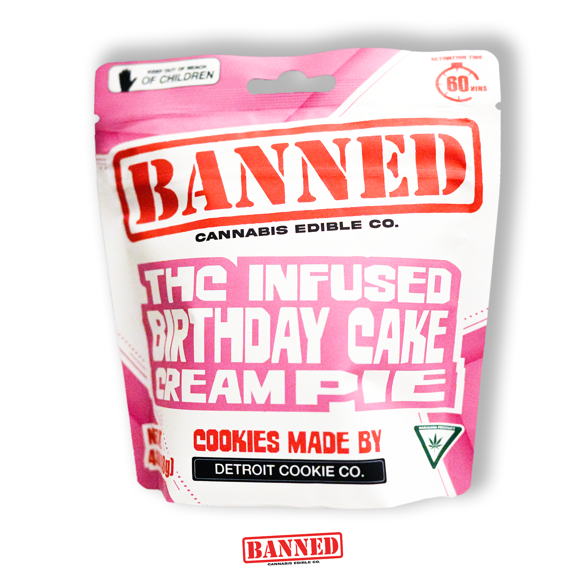 Photograph of product: Banned - 200MG Cream Pie - Birthday Cake
