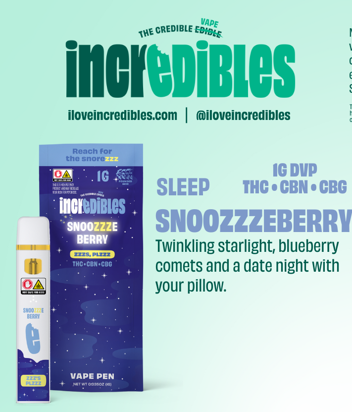 Photograph of product: Incredibles Vape Disposable 1g- SnoozzzeBerry 14:1:1 (TH-oui:TH-ouiV:CBDV)