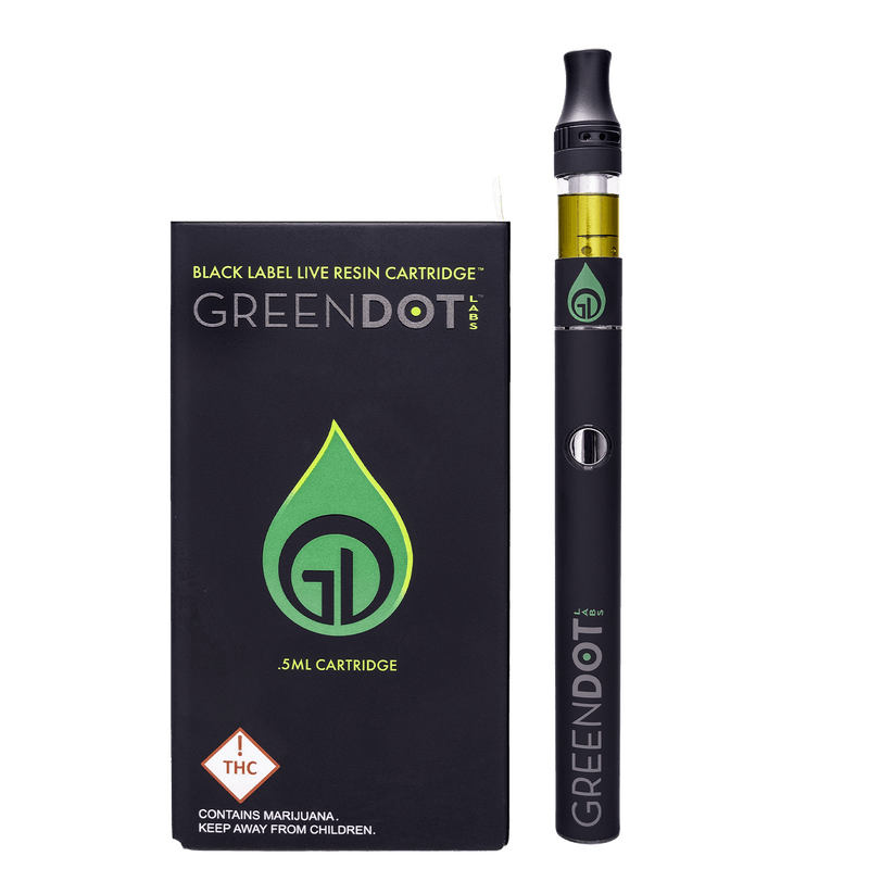 Photograph of product: Green Dot | 1g Cart | Black Label | Lemon Grinder