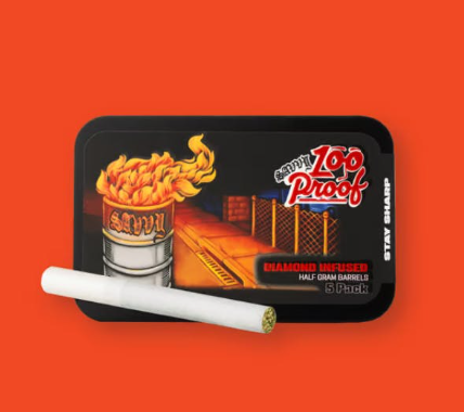 Photograph of product: SAVVY 100 PROOF PRE-ROLL 2.5G 5PK FUNNELCAKE