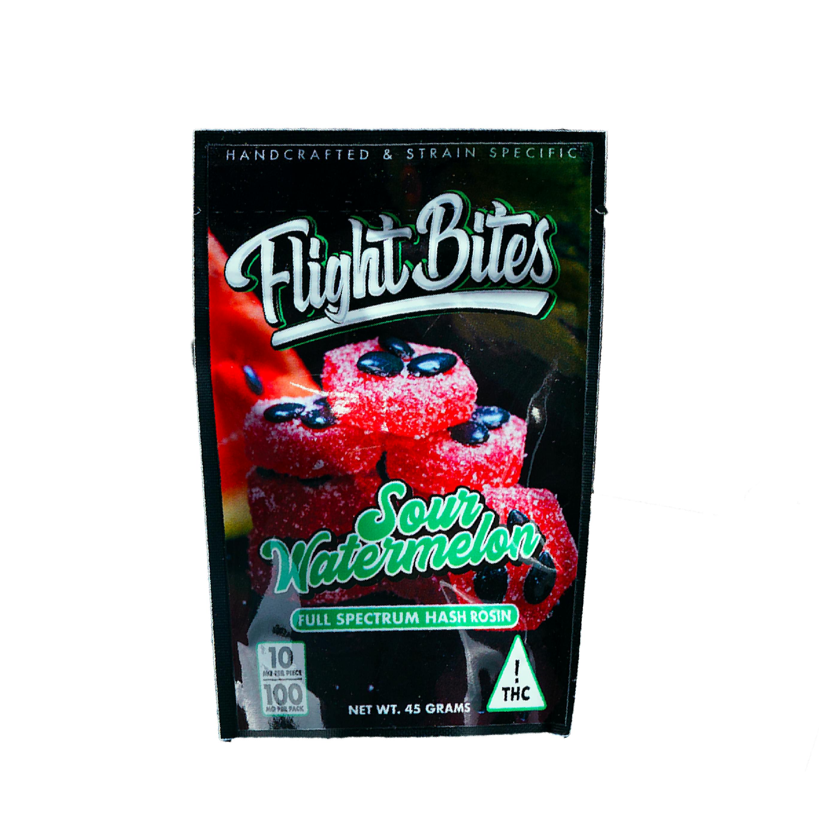 Photograph of product: Rosin Gummy - Flight Bites - Sour Watermelon - 10mg/pc - 100mg/un