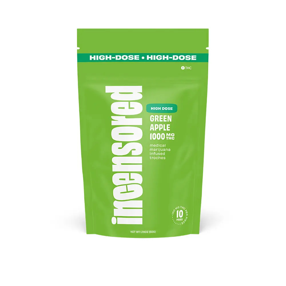 Photograph of product: High Dose Green Apple Troches 1000mg (10-Pack | 100mg Each)
