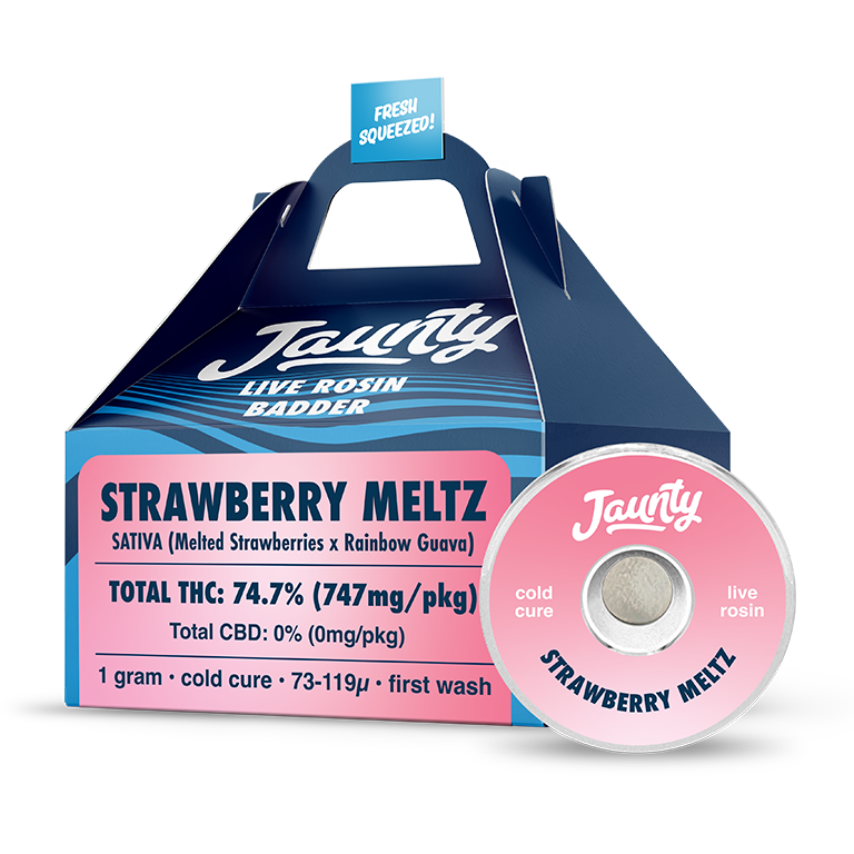 Photograph of product: Jaunty - Strawberry Meltz - Live Rosin Badder - 1g