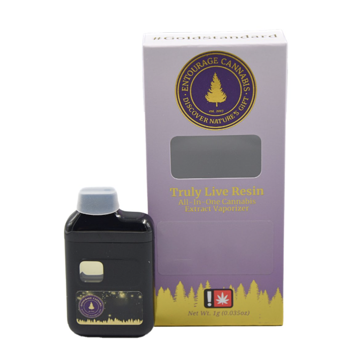 Photograph of product: Entourage Live Resin AiO Vape | Raspberry Gelato (I/H)