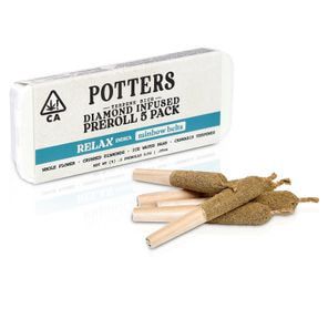 Photograph of product: D. Potters 5pk x .5g Diamond Infused Pre Rolls - Rainbow Belts - 