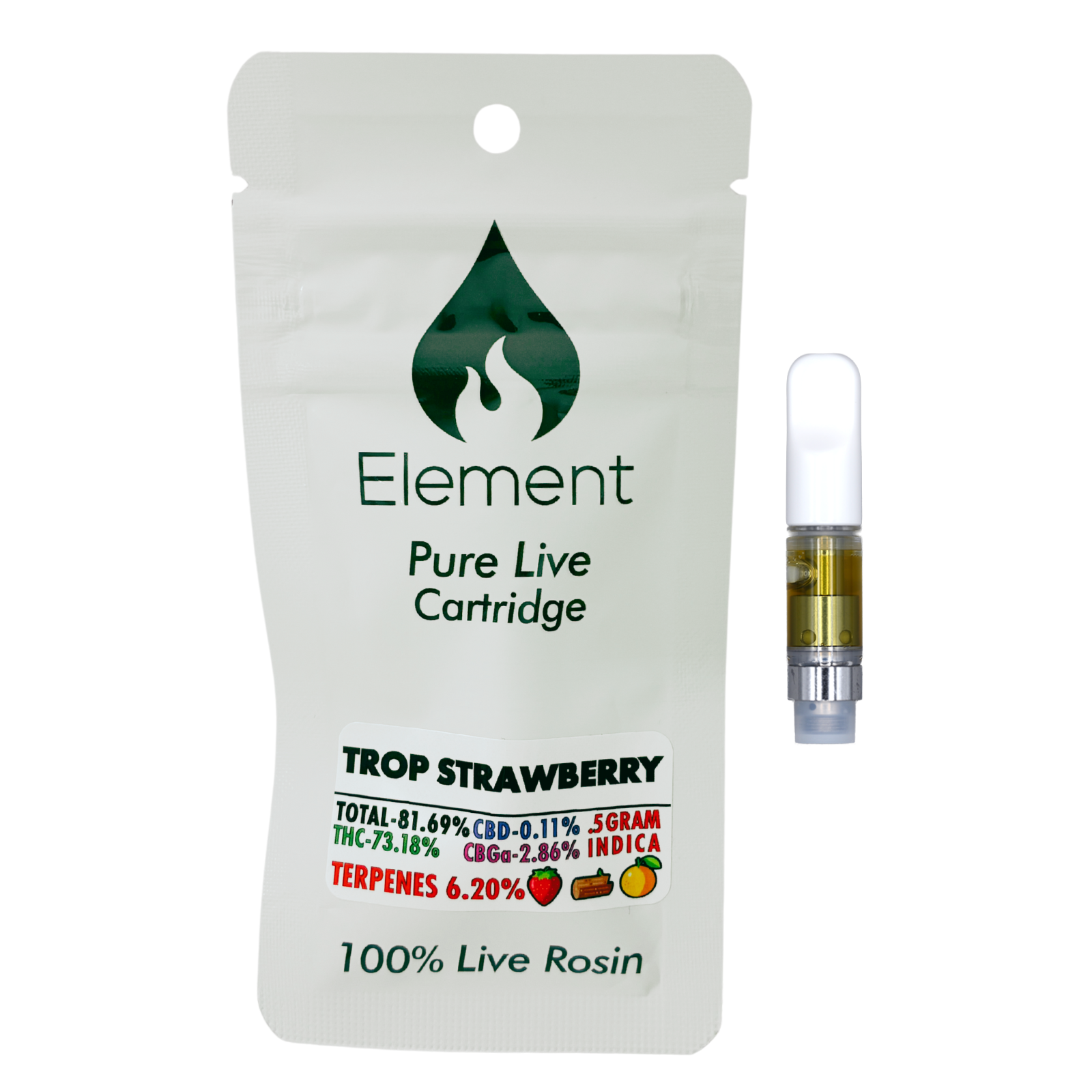 Photograph of product: Element | Trop Strawberry Live Rosin Cart