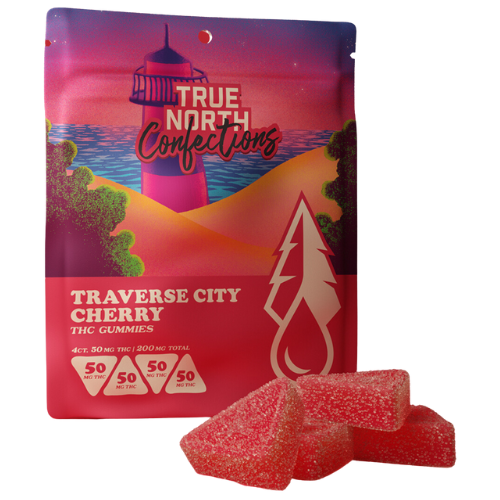 Photograph of product: True North Collective Traverse City Cherry Vegan Gummies 200mg TH-oui