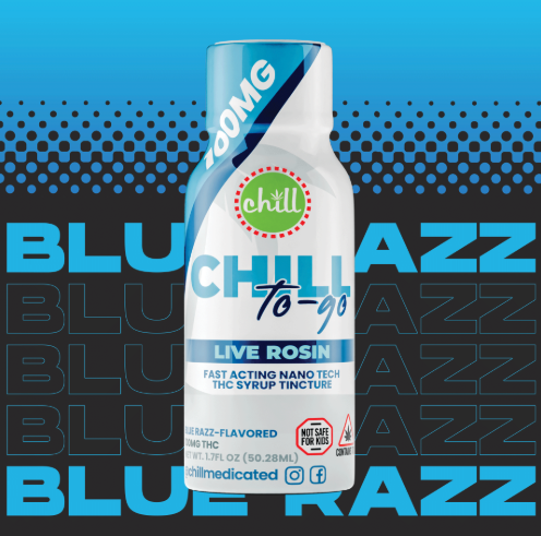 Photograph of product: Chill Medicated OTG - Blue Razz - 100mg Rosin Syrup