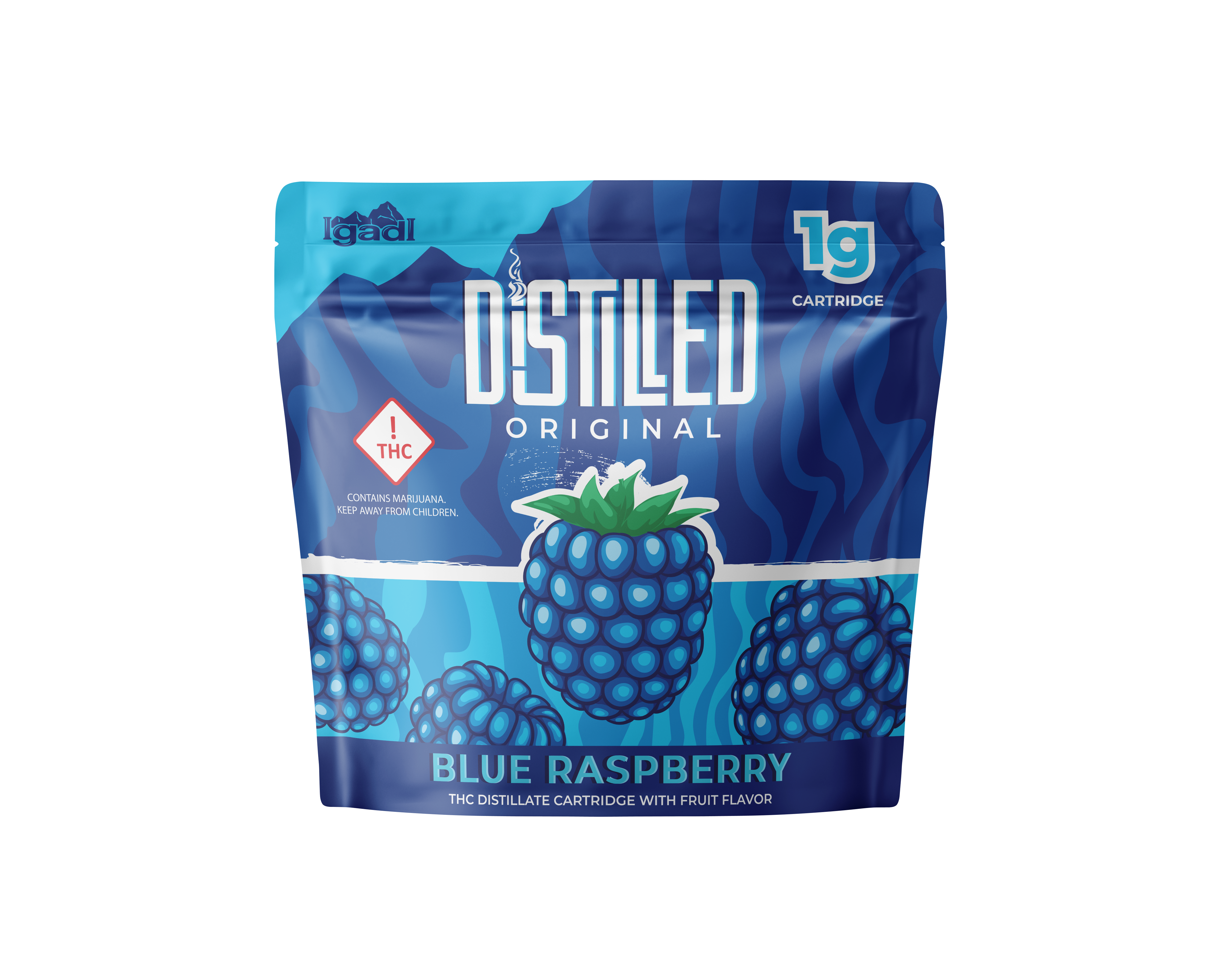 Photograph of product: IgadI | Distilled 2g Original Cartridge | Blue Raspberry