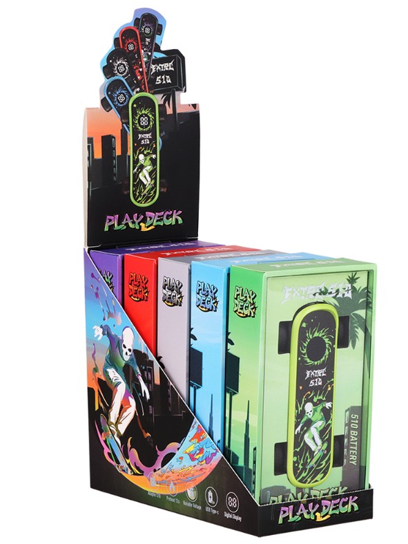 Photograph of product: Extre 510 Play Deck Skateboard Vape Battery | 500mAh