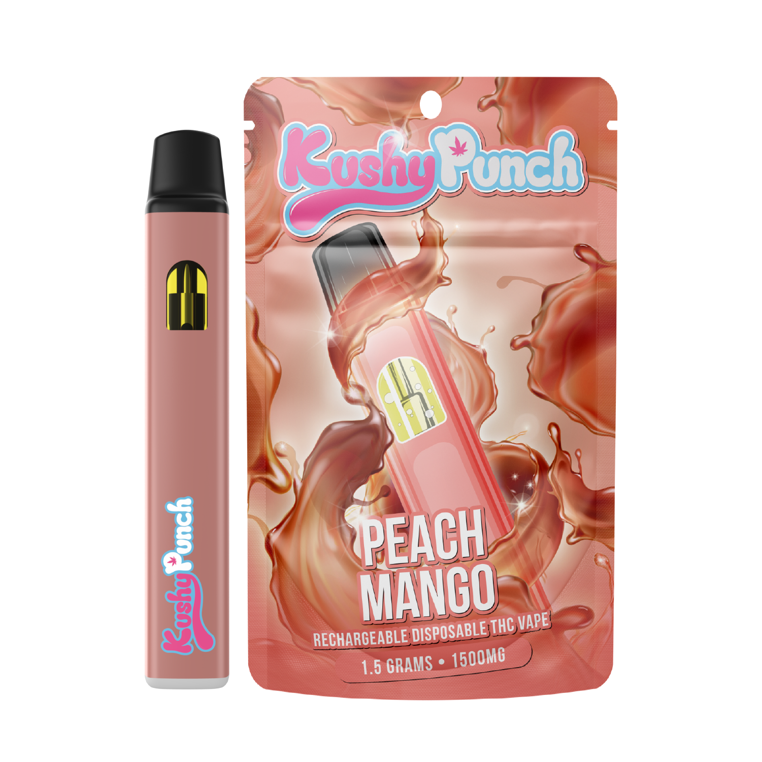 Photograph of product: Kushy Punch Peach Mango Disposable Vape Rec