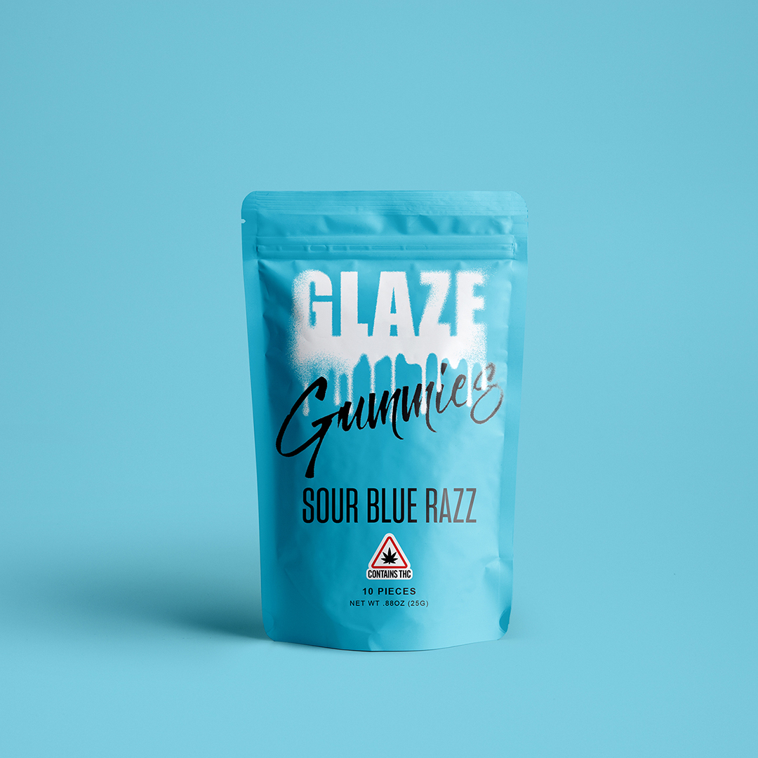 Photograph of product: Glaze | Sour Blue Razz Gummies | 100mg