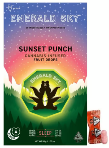 Photograph of product: Sunset Punch Sleep Hard Fruit Drops 100mg   100 Mg