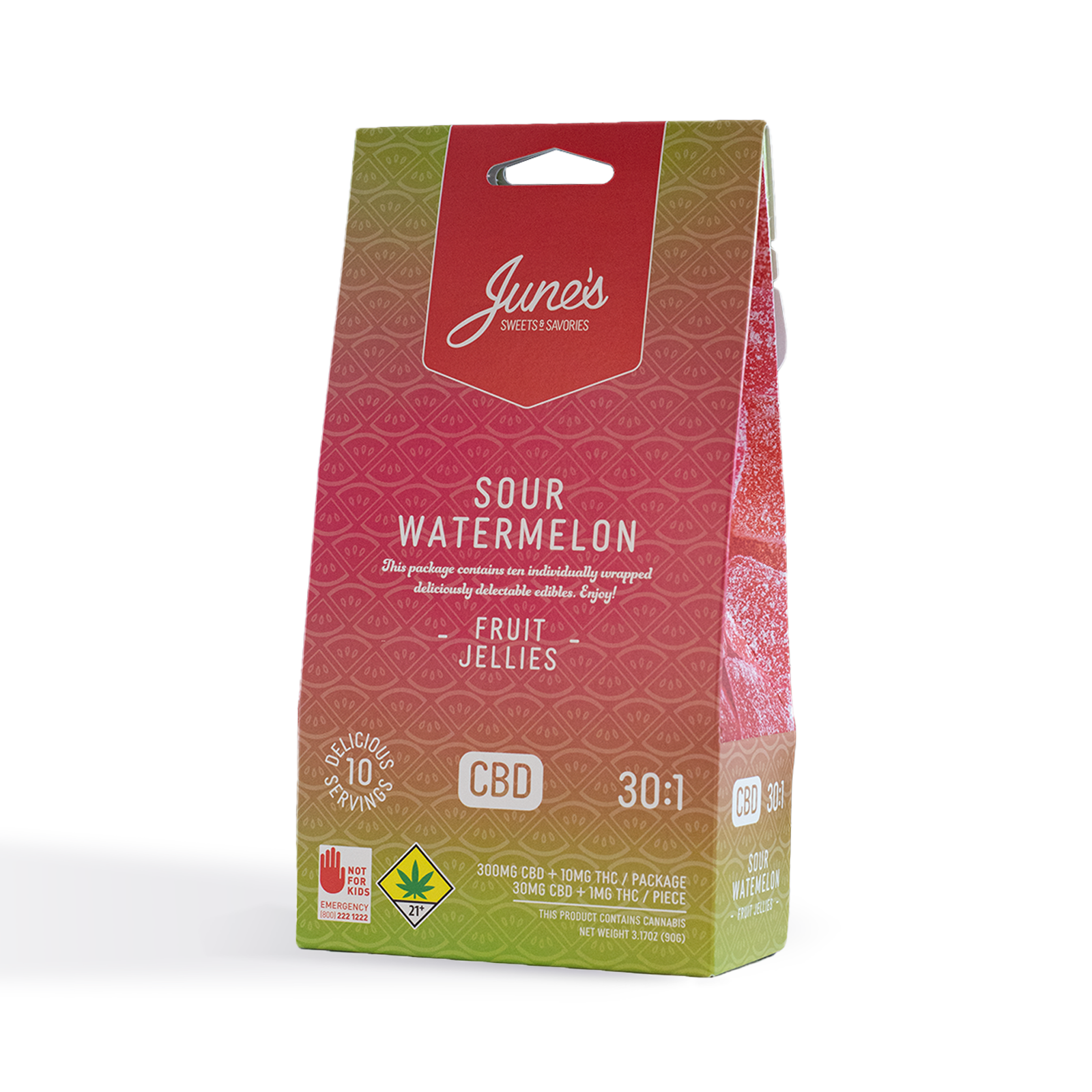 Photograph of Product: Sour Watermelon 30:1 CBD Fruit Jellies