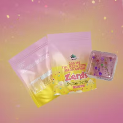 Photograph of product: Zerds - 200mg au chocolat Rosin MEGA Gummy - Banana Split