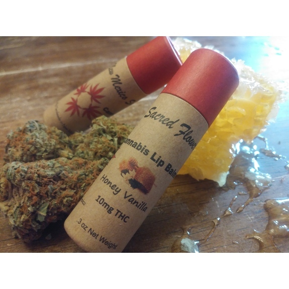Photograph of product: NM Sacred Flower - Honey Vanilla 10mg Lip Balm